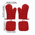 thumbnail image 3 of Oven Mitts and Pot Holders Set with Heart Pattern, Cotton Heat Resistant Kitchen Gloves for Baking, Cooking and Grilling, 3 of 7
