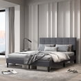 thumbnail image 4 of Costway Lit Plateforme Grand Rembourré Base de Matelas Tête de Lit Capitonnée Gris, 4 of 10