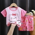 thumbnail image 2 of BOBOGOJP Garçons Filles Ensemble de Pyjama Printemps Été Enfants Manches Courtes Tenue de Nuit avec Poches, 2 of 4