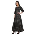 thumbnail image 2 of Moomaya Printed Round Neck 3/4 Sleeve Long Maxi Dress With Drawstring Waist, 2 of 3