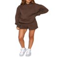 thumbnail image 1 of Ensemble Décontracté pour Femmes : Chandail à Capuchon Uni et Shorts Amples, 1 of 6