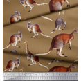 thumbnail image 3 of Soimoi Brown Viscose Chiffon Fabric Kangaroo & Giraffe Animal Fabric Prints By Yard 42 Inch Wide, 3 of 3