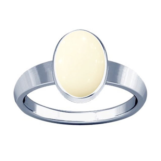 Divya Shakti 3.25-3.50 Carat White Coral Silver Plain Design Ring ( SAFED MOONGA MUNGA STONE Plain Design Ring )(9.75)
