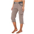 thumbnail image 1 of Timegard Pantalon Cargo pour Femmes Capris à Cordon Taille Élastique Actif Randonnée Plein Air Pantalon Court, 1 of 6