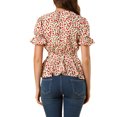 thumbnail image 3 of INSPIRE CHIC Women's Sweet Fruit Crossover V Neck Short Sleeves Ruffle Wrap Blouse, 3 of 6