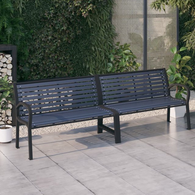vidaXL Banc de Jardin Double 251 cm Acier et WPC Noir