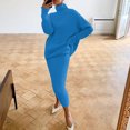 thumbnail image 2 of KIHOUT Womens 2 Piece Outfits Solid Color Long Sleeve Loose High Neck Sweater Tops and Skirt Lounge Set, 2 of 6