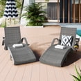 thumbnail image 2 of Chaises Longues d'Extérieur en Osier de 80 Pieds', Ensemble de 2, Chaise Inclinable en Rotin pour Patio avec Table d'Appoint Coulissante, Dossier Réglable 5 Positions, Design Ondulé Ergonomique, Fauteuils Inclinables pour Bronzage au Bord de la Piscine, Gris, 2 of 21