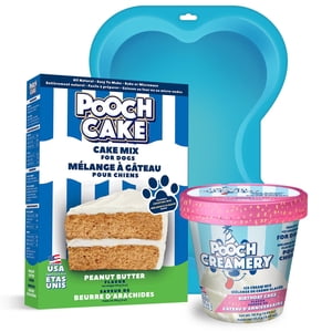 Pooch Cake Basic Starter Pack Plus - Peanut Butter Cake Mix and Birthday Cake Ice Cream Mix