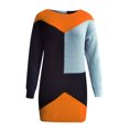 thumbnail image 4 of CEHVOM Automne et Hiver Femmes Décontracté Patchwork Manches Longues Col Rond Robe Chandail, 4 of 5