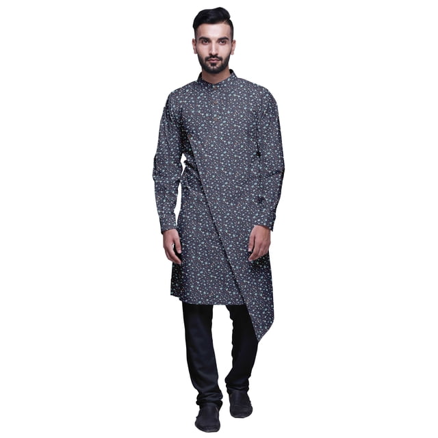 Atasi Designer Kurta Pajama For Men Printed Angrakha Kurta Set Summer Clothing