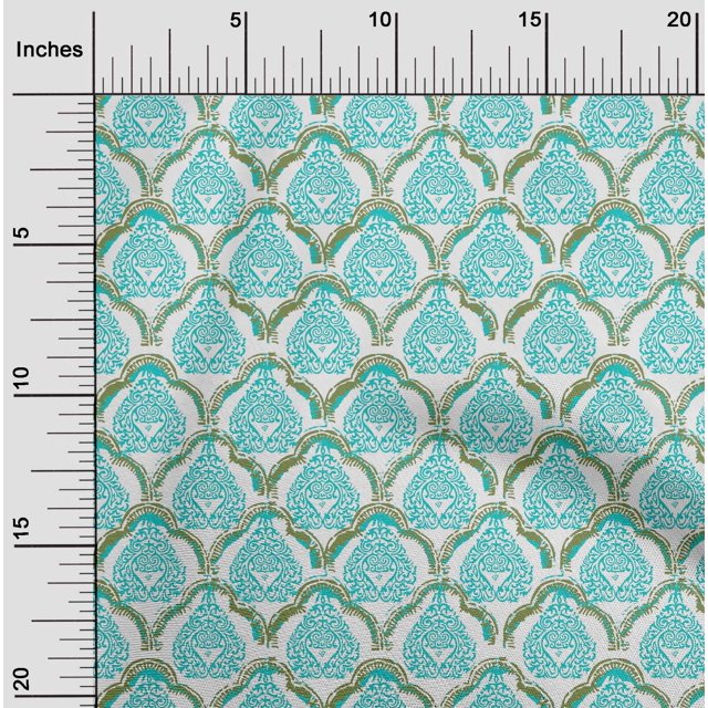 oneOone Cotton Flex Fabric Damask & Floral Block Decor Fabric Printed BTY 40 Inch Wide