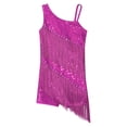 thumbnail image 3 of Ocealan Robe de Danse Latine pour Filles Sequins Jazz Moderne Fête d'Anniversaire Jupe à Franges Justaucorps Rose Vif 14, 3 of 5