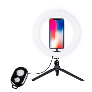 10" LED Desktop Selfie Ring Light with Tripod Stand and Phone Holder for Photography Live Streaming and Fill Light Shooting