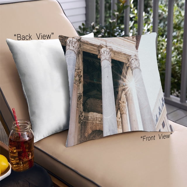 Ahgly Company Sites Pantheon Rome Outdoor Throw Pillow, 18 inch by 18 inch