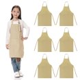 thumbnail image 1 of TOPTIE 6 Pack Kids Aprons with Pocket & Adjustable Strap, Child Chef Bib Apron for Kitchen Cooking Baking Painting-Khaki-XXL, 1 of 7