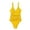 Yellow, variant on LUOGENLI 1Pc Swimsuit Women Athletic Long Torso Swimwear Suit Women V One Control Bathing Tummy Ruched Swimsuits Neck Swimwears Khaki Size L
