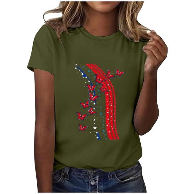 LUOGENLI T-shirts pour Femme pour Femmes T-Shirt pour Femme Col Rond Haut Imprimé T-Shirt pour Femme T-shirts à Manches Courtes pour Femmes T-Shirt Graphique Fête de la Saint-Patrick Vert Armée P