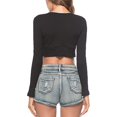 thumbnail image 3 of Birdeem Womens Fashion Short Drawstring Neckline Belted Womens Long Sleeve Blouse, 3 of 7