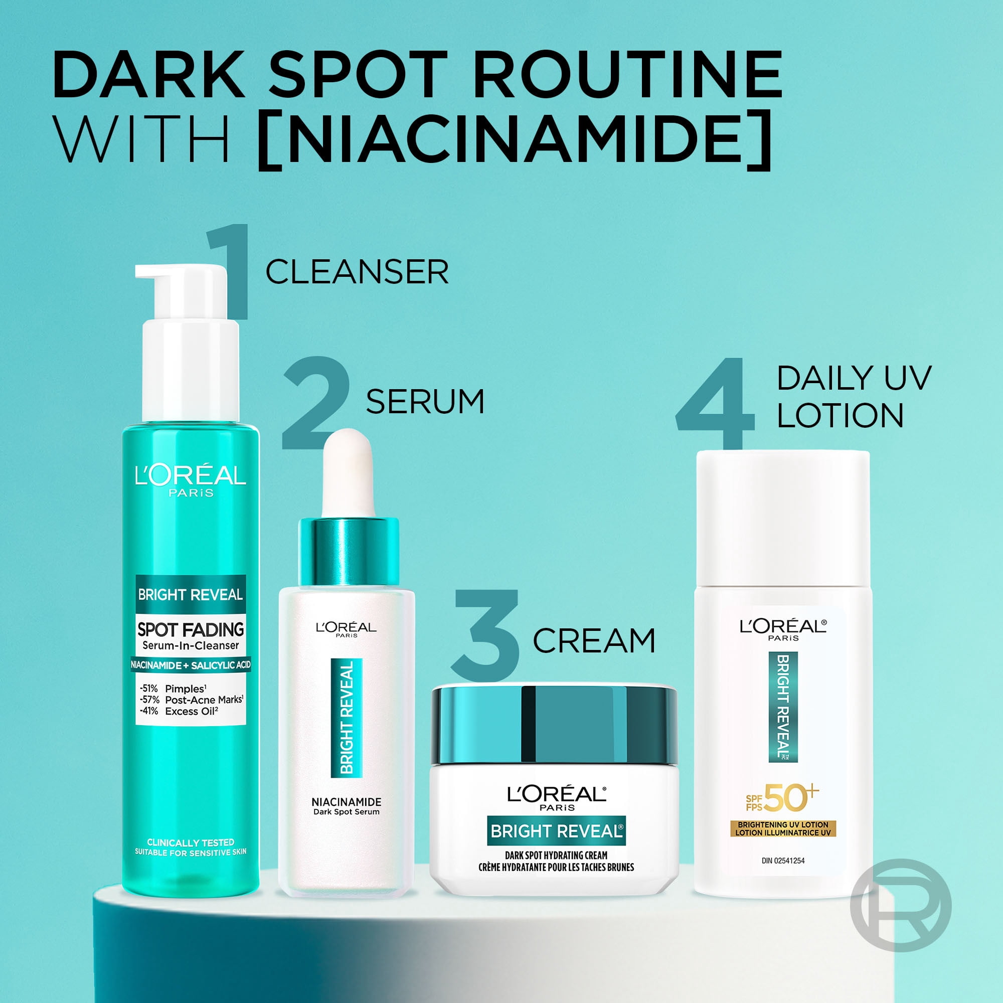 L'Oréal Paris Bright Reveal Crème hydratante pour les taches brunes avec Niacinamide, 50ml