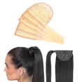 thumbnail image 3 of Langgg 5pcs Hair Net for Making Ponytail Weaving Net Wig Caps Hair Accessories cream color, 3 of 9