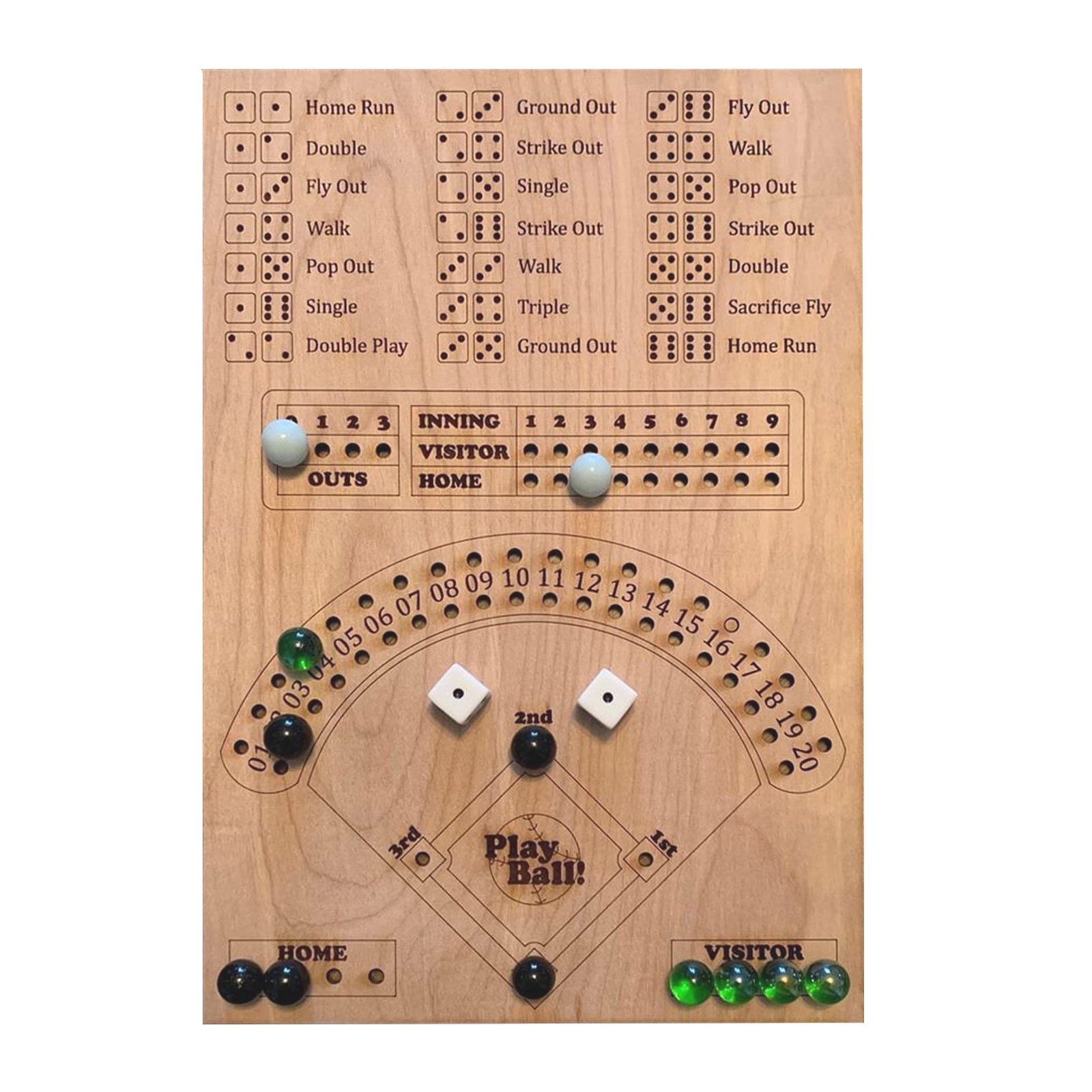 Baseball  Board Game Wooden Marbles Board Game Board