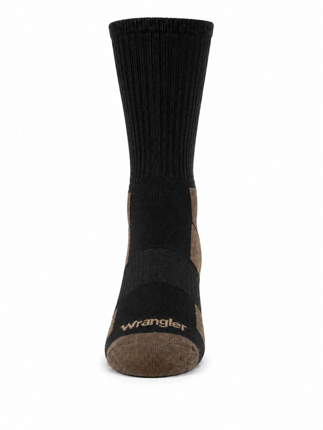 Wrangler Men's Cushion Crew Socks, Work Socks for Men, Black, 6 pair