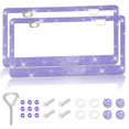 thumbnail image 1 of CHUANK 2PCS Bling Car License Plate Frame  Sparkly Rhinestone Stainless Steel License Plate Cover/Holder  Universal for Most Cars  SUVs  Vehicles with Screw Set  Auto Accessories for Wome, 1 of 10