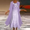 thumbnail image 2 of Vente de Liquidation Robe Deux Pièces Ample à Imprimé pour Femme Grande Taille, Manches 3/4, Col Rond, Jupe, 2 of 6