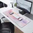 thumbnail image 4 of Chic Pink Gold Marble Mouse Pad - Large 31.5x11.8in Desk Mat & Pink Desk Accessories, 4 of 7