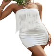 thumbnail image 4 of Tassel Mini Dress for Women‘s Summer with Strapless Design, 4 of 6