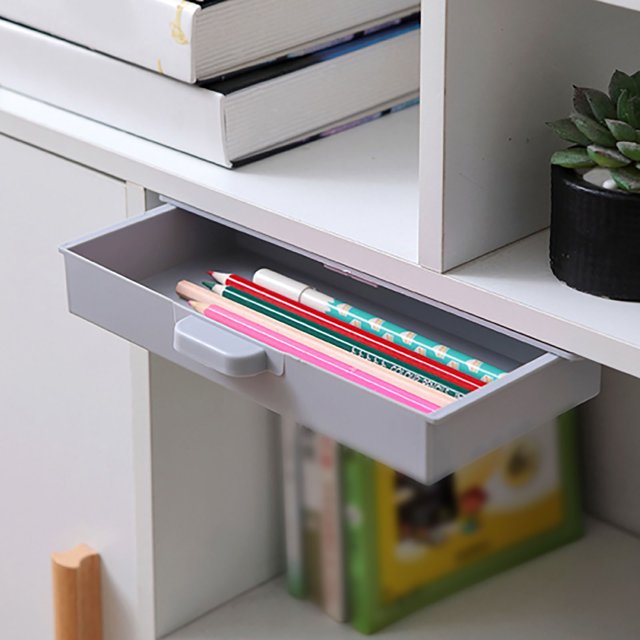 Under Desk Storage Drawer Organizer for Stationery Pens Rulers Compasses Paper and Accessories with Hidden Design