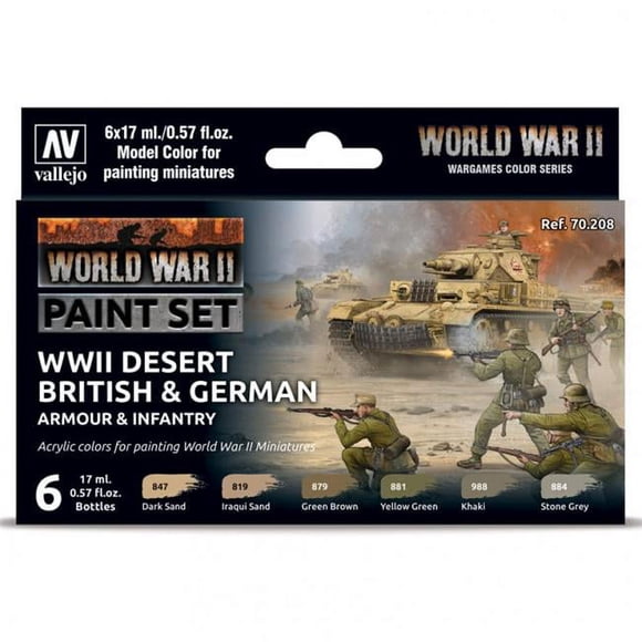 vallejo VJP70208 World War II Desert, Armour & Infantry Paint Set