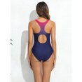 thumbnail image 5 of Charmo Womens Zipper Color Blocked One Piece Swimsuit Racerback Sport Swimwear, 5 of 5