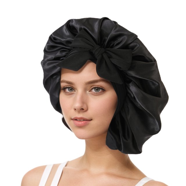 Decodeary Satin Ribbon Round Hat Versatile Life Helper Comfortable And Breathable black