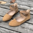 thumbnail image 4 of Ladys Single Shoes Suede Surface Elastic Ankle Strap Soft Sole Pointy Toe Flats Bottom Ballet Rear Ankle Zipper Shoes New Large Size Shallow Mouth Elastic Flat Shoes Khaki, 4 of 7