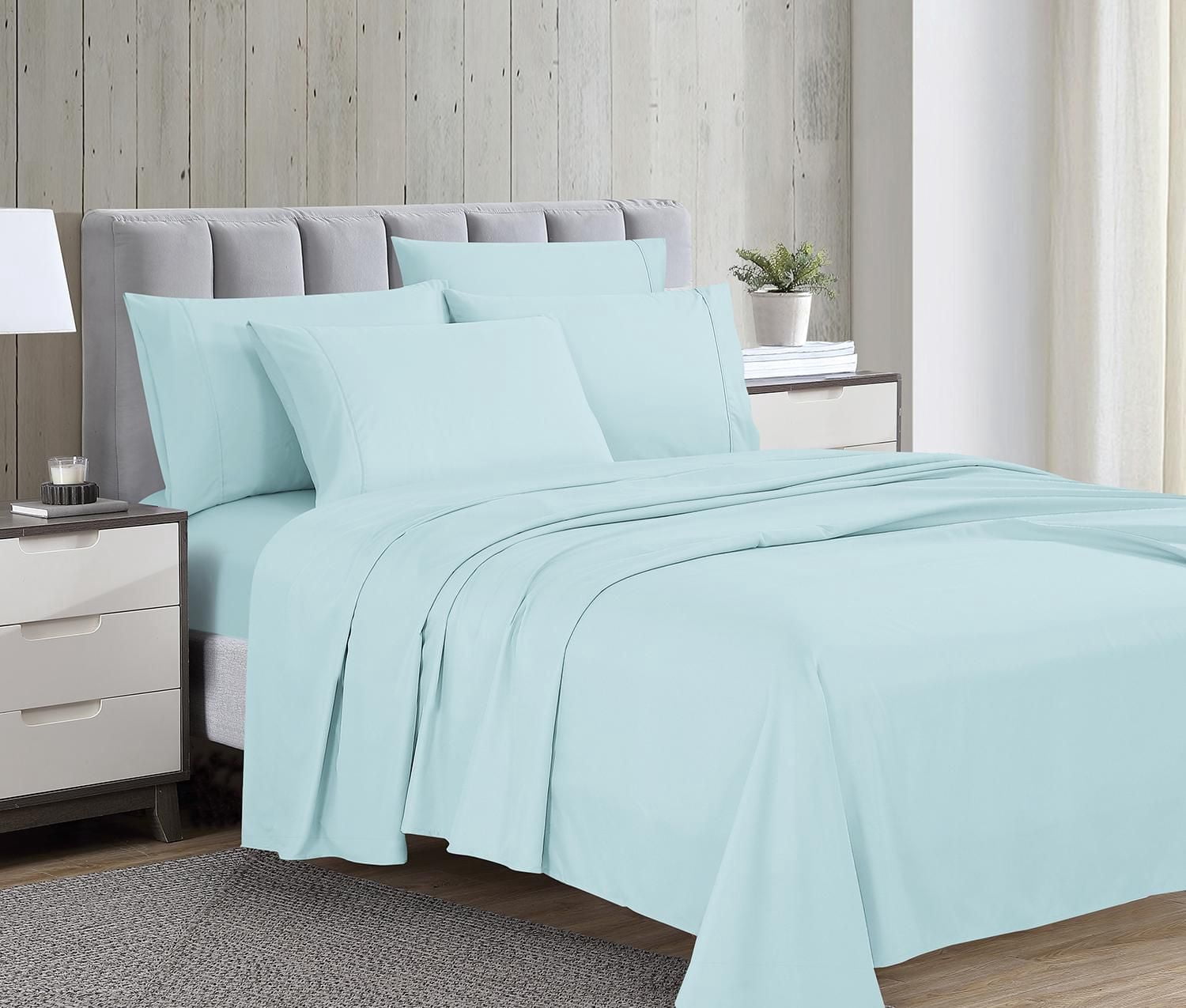 Swift Home Luxury 6-Piece Sheet Set with Extra Pillow Case, Queen, Aqua