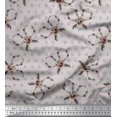 thumbnail image 1 of Soimoi Gray Moss Georgette Fabric Floral Scissor & Dots Decor Fabric Printed Yard 44 Inch Wide, 1 of 5