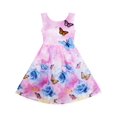 thumbnail image 1 of Robe Fille Imprimé Fleur Rose Broderie Papillon Violet 10 Ans, 1 of 4