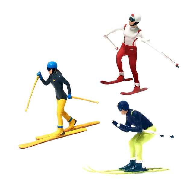 HILABEE 3 Pcs Peint à la Main 1/64 Modèle Miniature Ski Figurines Table Micro Paysage C