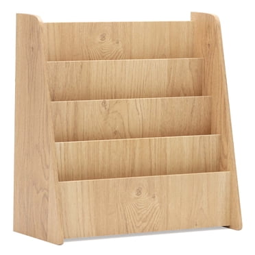 Costway Bibliothèque en Bois pour Enfants à 4 Niveaux, Étagère à Livres pour Tout-Petits avec Tablettes Profondes, Naturel