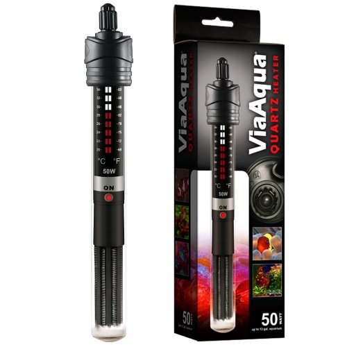 ViaAqua 50-Watt Quartz Glass Submersible Heater with Built-In Thermostat