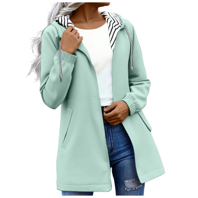 Mgmyaa Imperméable Long pour Femme, Manteau de Pluie Léger à Capuche, Coupe-Vent, Trench, Randonnée Plein Air
