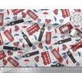 thumbnail image 3 of Soimoi Rayon Crepe Fabric Bus,Telephone Booth & London Clock Tower Architectural Print Fabric by Yard 46 Inch Wide, 3 of 3