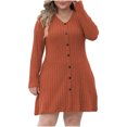 thumbnail image 1 of AherBiu Womens Cardigan Ribbed Knitted Button down Mini Dress Long Sleeve Fall Basic Layering Cardigans, 1 of 4