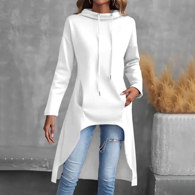 Jusqu'à 50 % de Réduction tumgatte Hauts pour Femmes Sweat à Capuche Manches Longues Design Mode Solide Sweat à Capuche avec Poche Pull d'Automne Vêtements d'Automne Mode Automne 2024