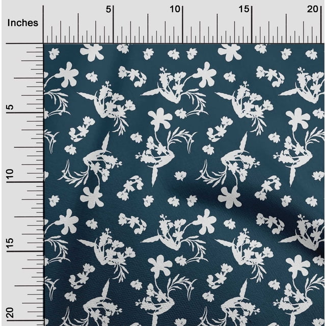 oneOone Georgette Viscose Teal Blue Fabric Florals Sewing Craft Projects Fabric Prints By Yard 42 Inch Wide