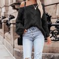 thumbnail image 5 of RKSTN Chandails pour Femmes Mode Manches Amples Chandail à Enfiler Hauts Blouse Chandail Tricoté Chandails d'Automne, 5 of 5