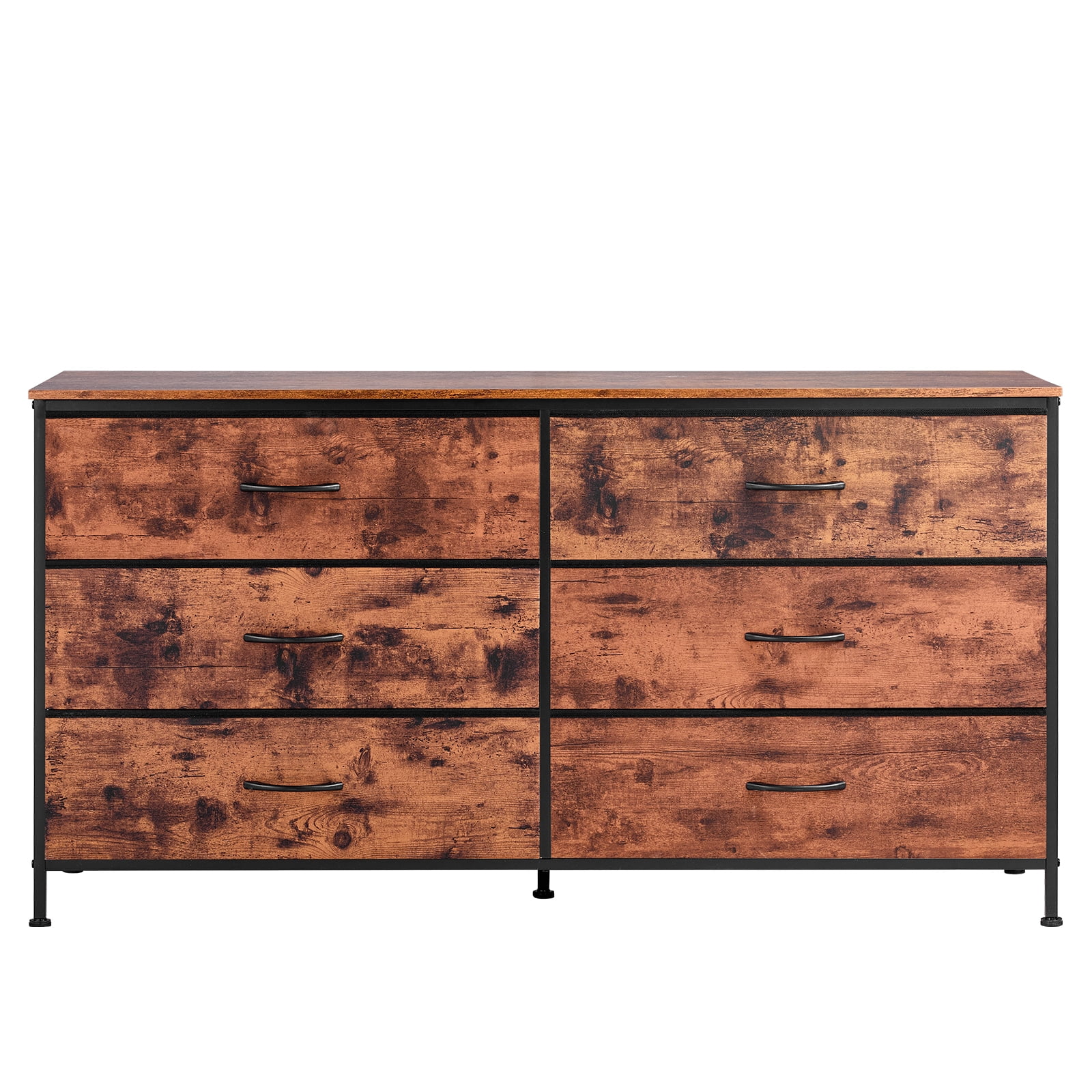 KFFKFF 6 Drawer Dresser, Tall Chest Organizer Drawer Dresser, TV Stand with Storage, Closet Storage Drawers with Sturdy Steel Frame, Fabric Storage Tower