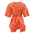 thumbnail image 5 of Robe Courte à Imprimé Floral pour Femmes, Plissée, Col en V, Cordon de Serrage, Taille Élastique, à Volants, Superposée, Robe Courte, 5 of 5